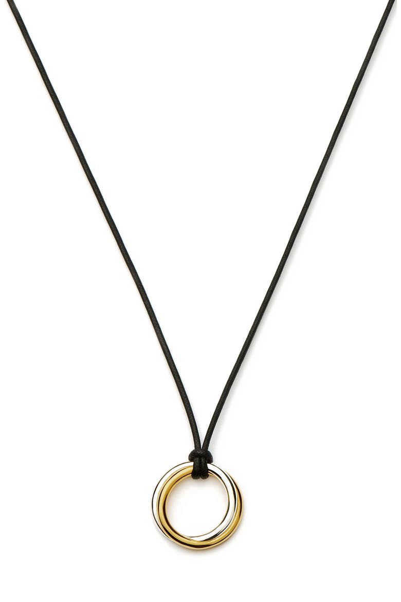 Lucy Williams Entwine Circle Pendant Necklace, Main, color, MIXED GOLD/ SILVER/ BLACK
