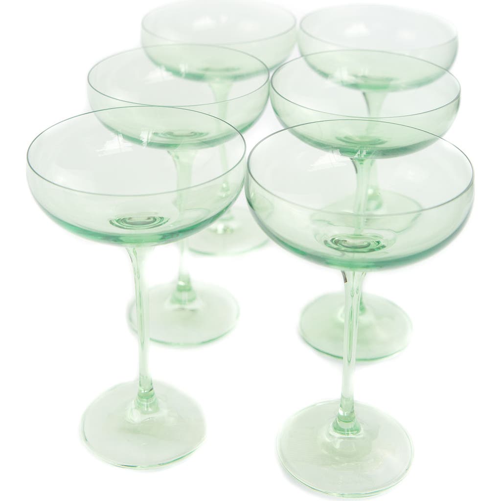 Estelle Colored Glass Set of 6 Stem Coupes in Mint Green  product