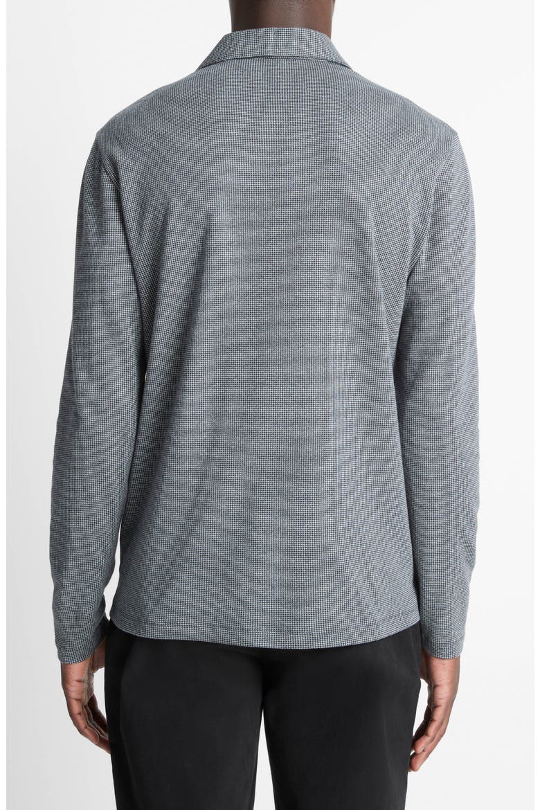 Houndstooth Johnny Collar Long Sleeve Polo, Alternate, color, COASTAL/H GREY