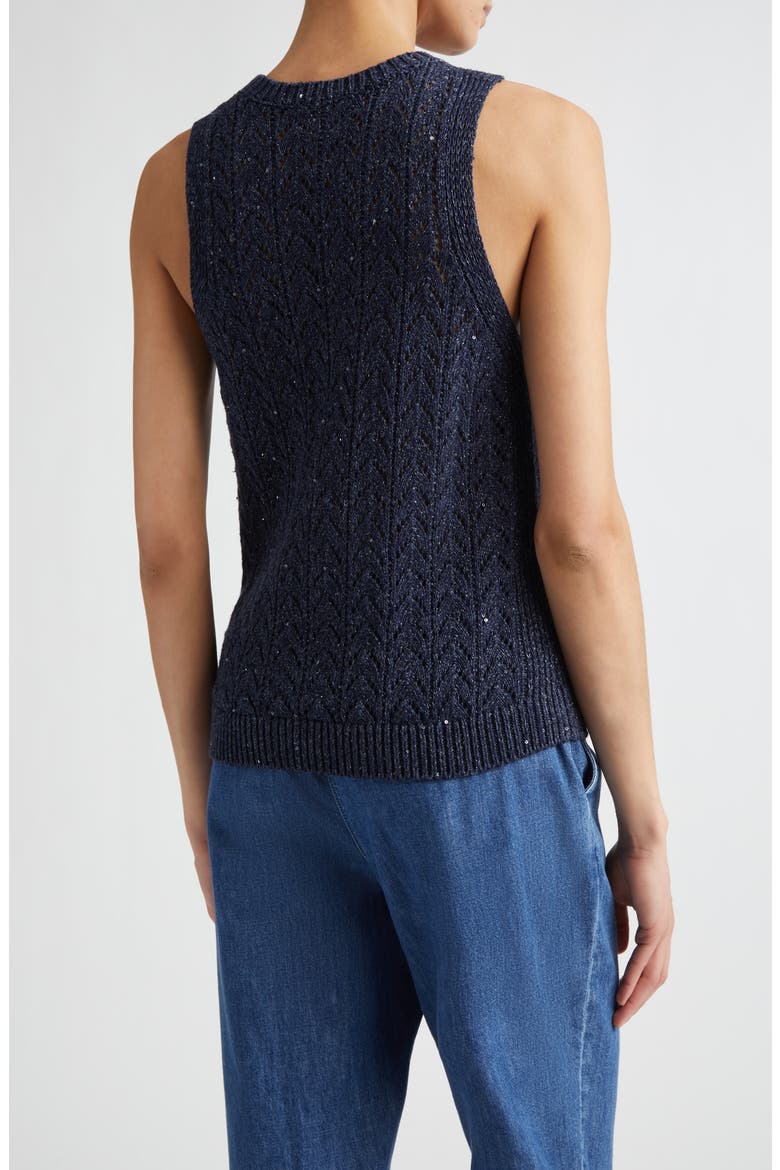Sequin Embellished Cotton & Linen Blend Sweater Vest, Alternate, color, 11N NEW BLUE