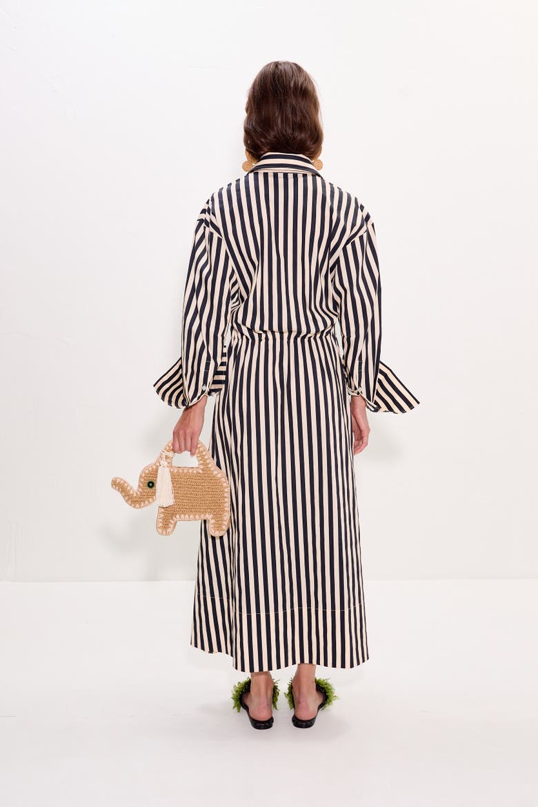 Inna Poplin Maxi Dress, Alternate, color, Black/White Stripe