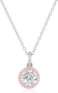 Crislu Fiore Brilliant Cut Cubic Zirconia Halo Pendant Necklace