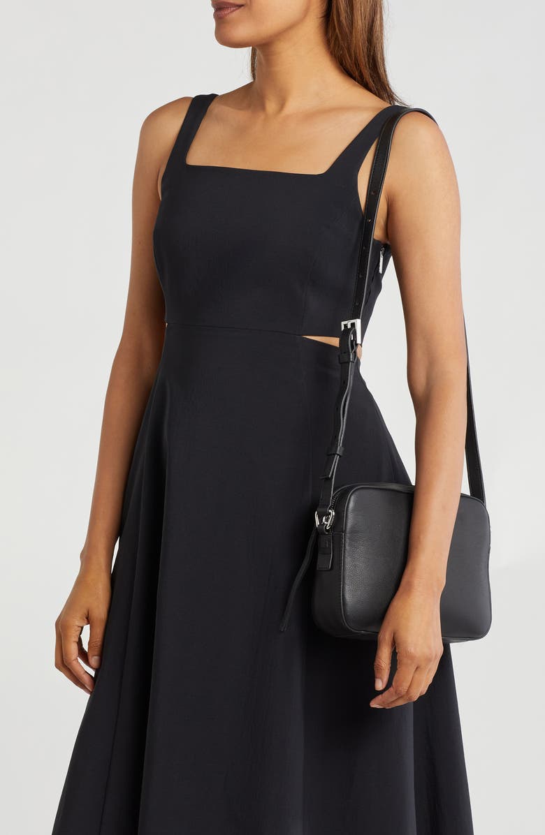 AllSaints Captain Leather Square Crossbody Bag, Alternate, color, Black