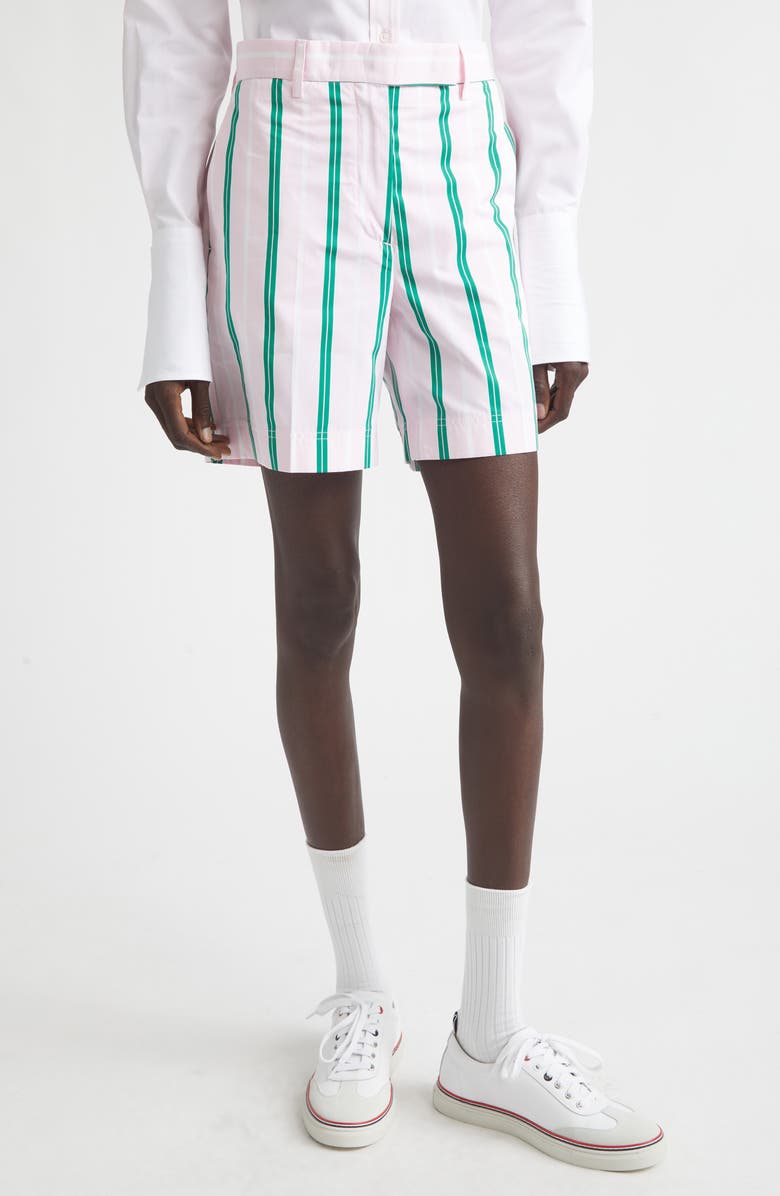 Thom Browne Rep Stripe Poplin Chino Shorts, Main, color, Light Pink