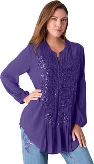 Roaman's Sequin Floral Tunic