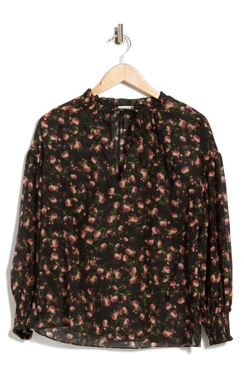 Alice And Olivia Alice + Olivia Julius Floral Long Sleeve Cotton & Silk Top In Brown