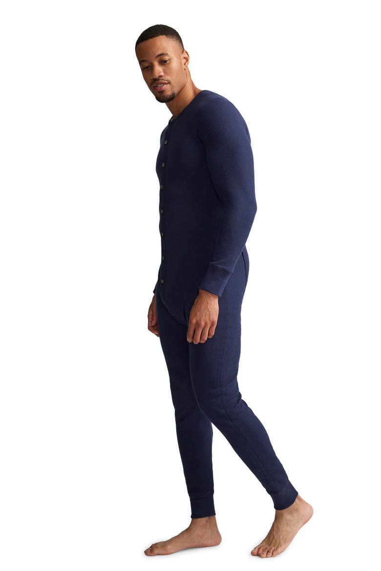 Men's Waffle Union Suit, Alternate, color, Jockey Blue