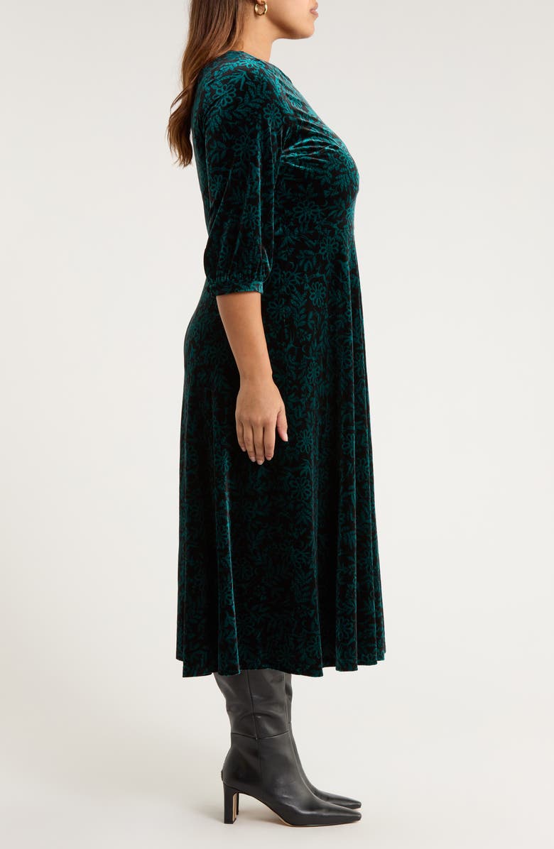 Seasalt Cornwall Oak Cottage Velvet Midi Dress, Alternate, color, Evening Woodland Studio Green