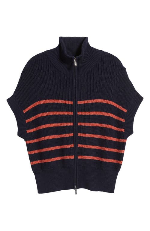 Nic + Zoe Nic+zoe Stripe Shaker Zip Cardigan In Indigo Multi
