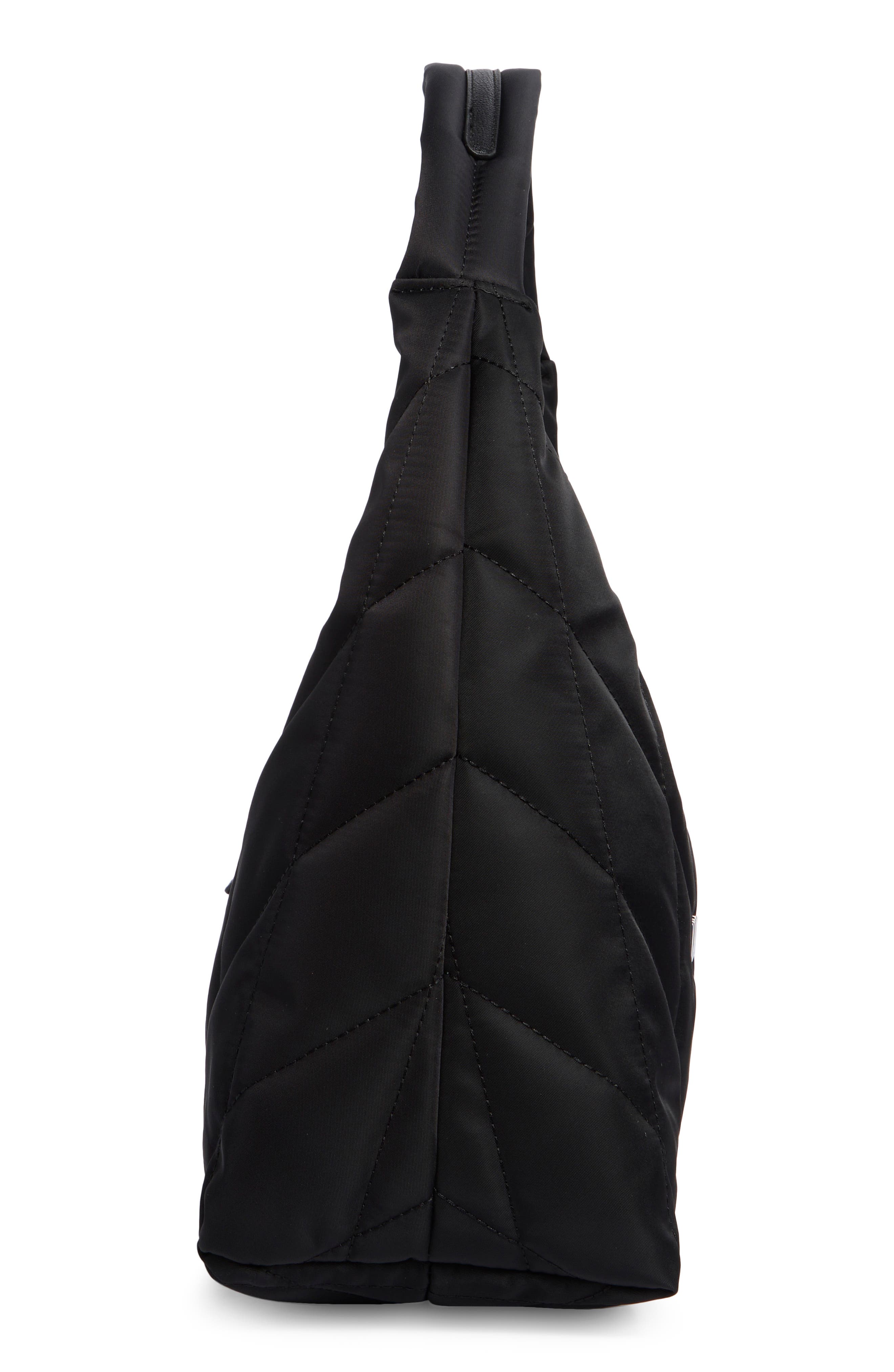 KARL LAGERFELD PARIS Voyage Quilted Nylon Hobo Bag, Alternate, color, Black/ Gunmetal