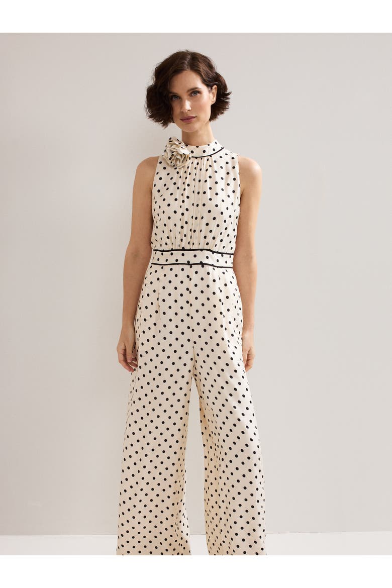 Marilee High-Neck Pleated Front Jumpsuit, Alternate, color, Ivory