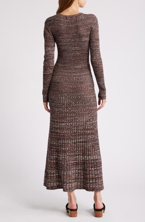 Sessun Sessùn Tammi Long Sleee Rib Maxi Dress In Coffea Milk