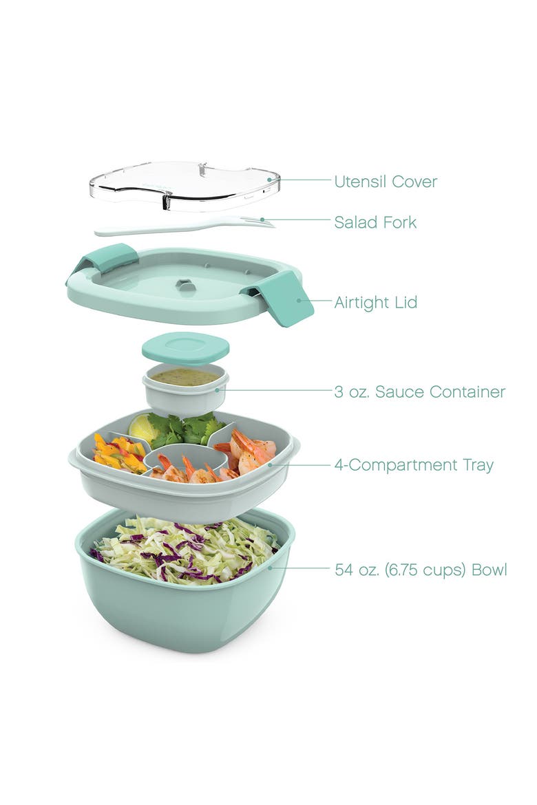 All-in-One Salad Container, Alternate, color, COASTAL AQUA