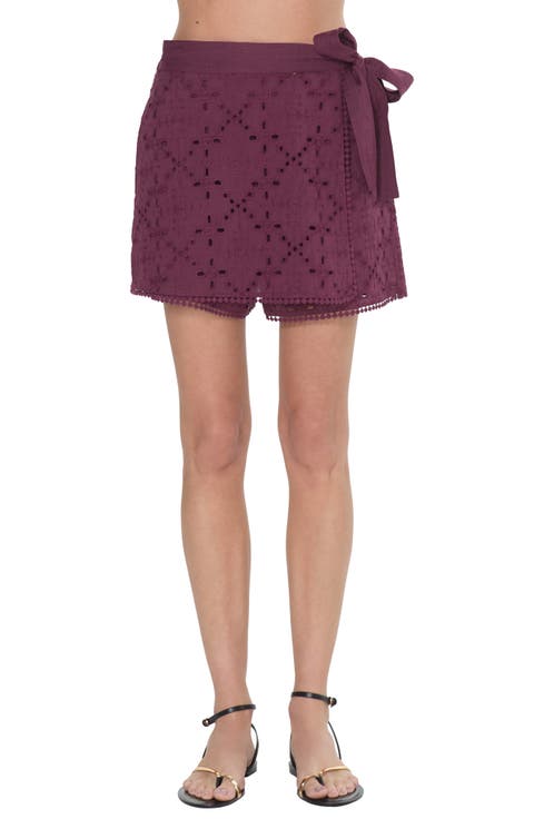 Amani Embroidered Eyelet Wrap Skort