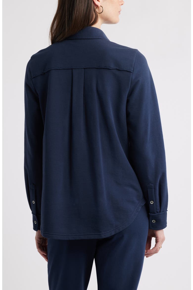 French Terry Button-Up Shirt, Alternate, color, NAVY STILL