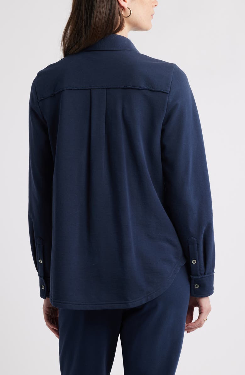 Caslon<sup>®</sup> French Terry Button-Up Shirt, Alternate, color, Navy Still