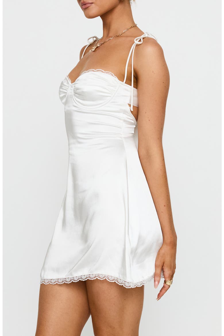 Wayzer Satin Minidress, Alternate, color, WHITE
