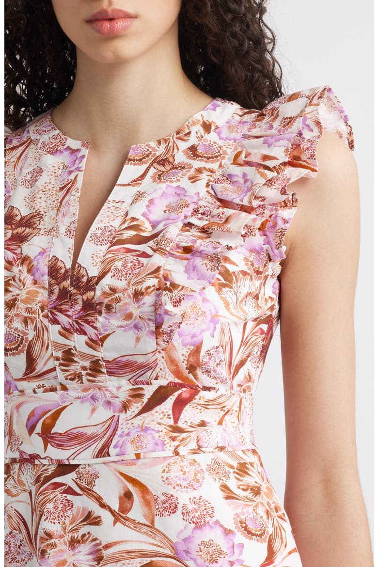 Ruffle Tiered Pintuck Dress, Alternate, color, MULBERRY MULTI