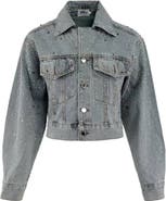 Lola + The Boys Crystal Bow Denim Jacket