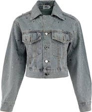 Lola + The Boys Crystal Bow Denim Jacket