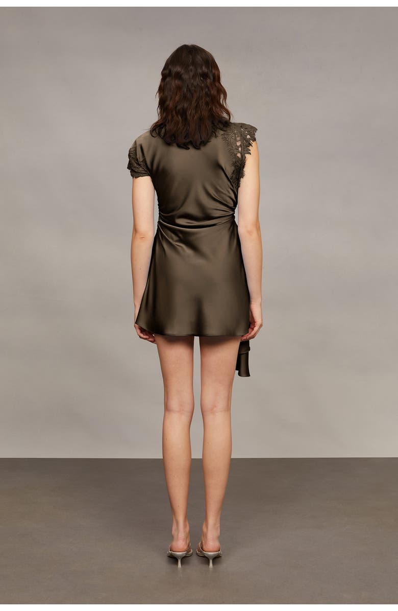 AMUR Zina ruched mini dress, Alternate, color, Mosswood
