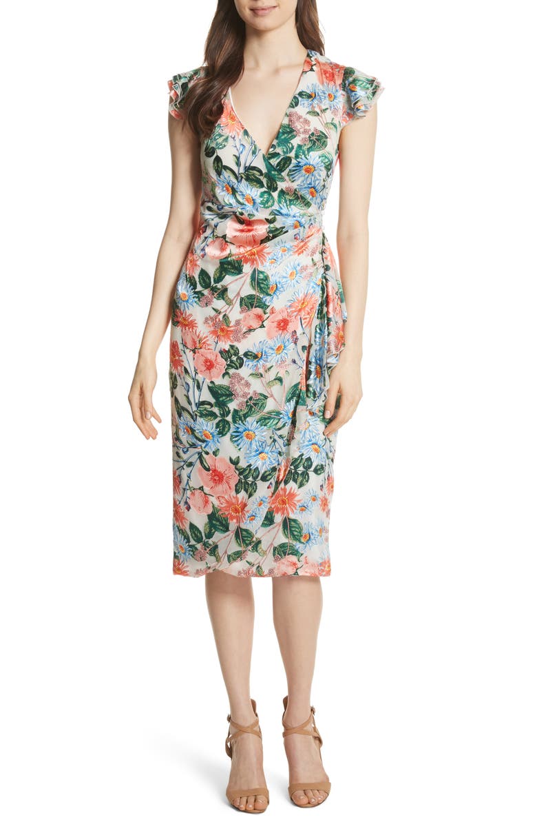 Alice + Olivia Garnet Floral Wrap Dress, Main, color,