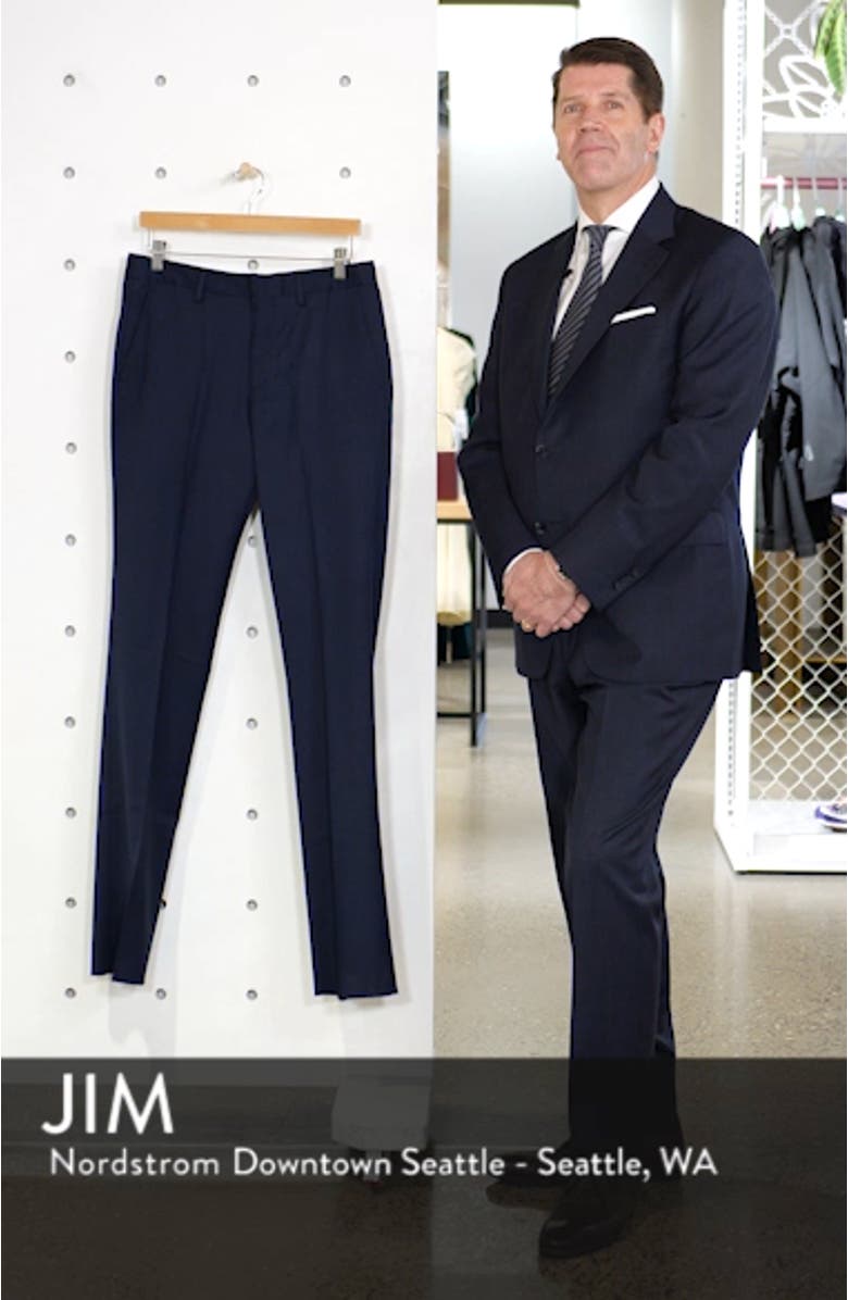 Jetsetter Slim Fit Flat Front Stretch Wool Dress Pants, sales video thumbnail