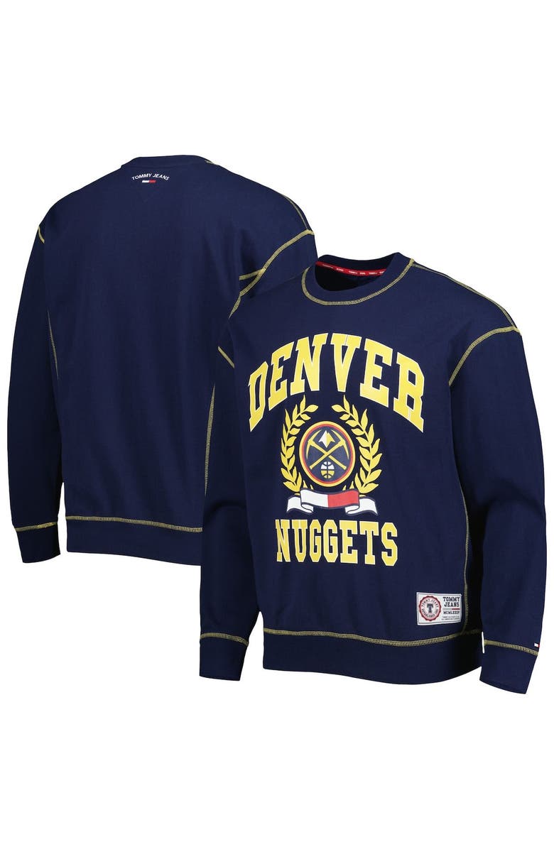 TOMMY JEANS Men's Tommy Jeans Navy Denver Nuggets Peter French Terry Pullover Crew Sweatshirt, Alternate, color,