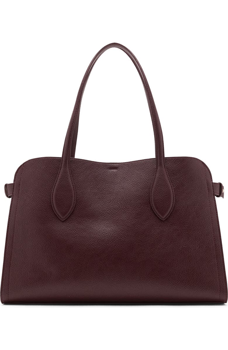 MANGO Medium Pebbled Faux Leather Handbag, Main, color, Burgundy