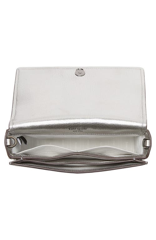 Kate Spade New York Morgan Bow Embellished Metallic Leather Wallet On A Chain In Gray
