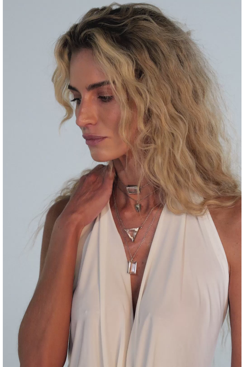 Obscura Stacking Shards in Striated Crystal Necklace, Alternate, color, Baguette Choker
