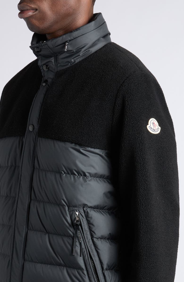 Moncler Mistral Mixed Media Down Puffer Jacket, Alternate, color, Black
