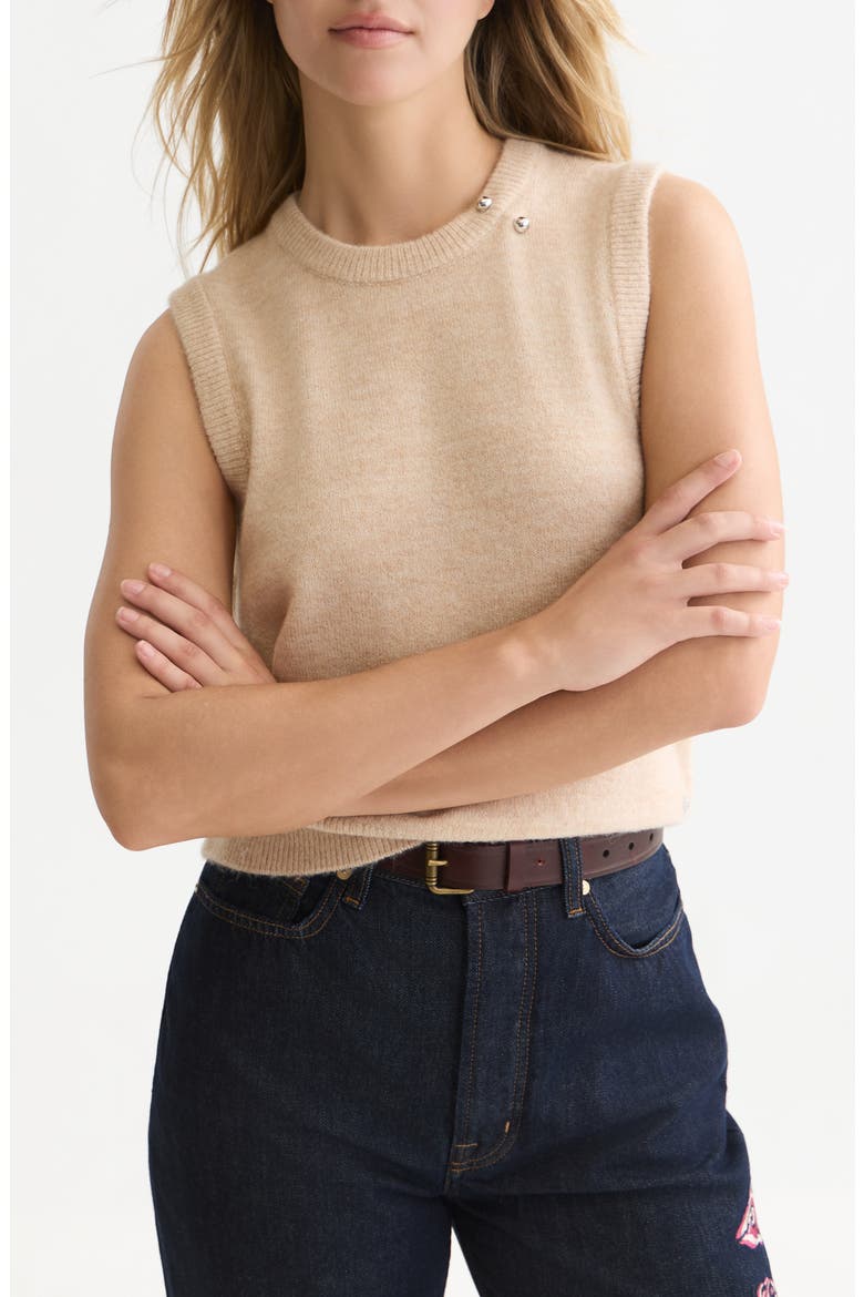 Hardware Detailed Sweater Vest, Main, color, SHIFTING SAND MELANGE