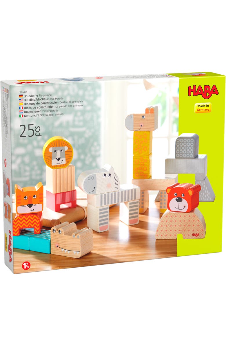 HABA Animal Parade Wooden Blocks - 25 Piece Set, Main, color, Multi