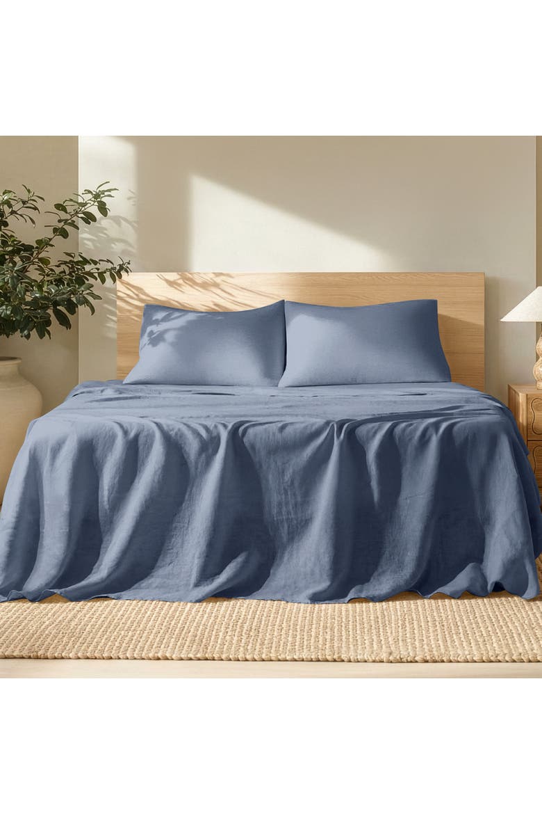 100% European Linen Sheet Set, Alternate, color, Indigo