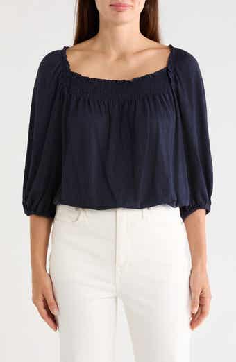 Crinkled Balloon Sleeve Bubble Hem Top