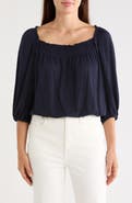 MAX STUDIO Crinkled Balloon Sleeve Bubble Hem Top