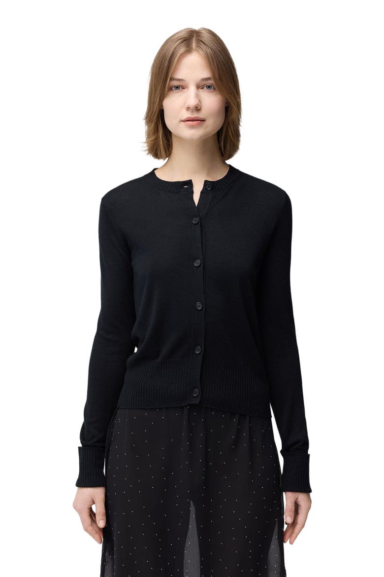 Cashmere Silk Buttoned Cardigan, Alternate, color, black