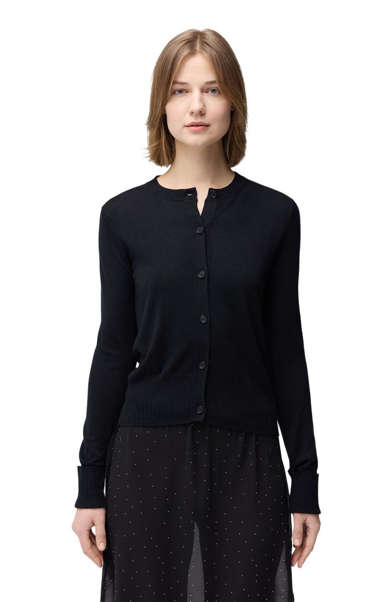 GOBI Mongolian Cashmere Cashmere Silk Buttoned Cardigan, Alternate, color, Black