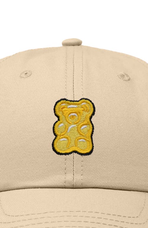 Dalix Yellow Gummy Embroidered Dad Cap In Khaki