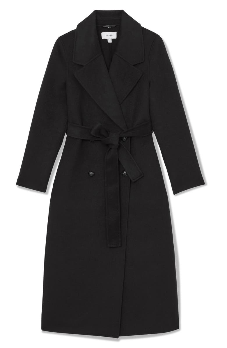 Reiss Dorian Wool Blend Coat, Alternate, color, Black