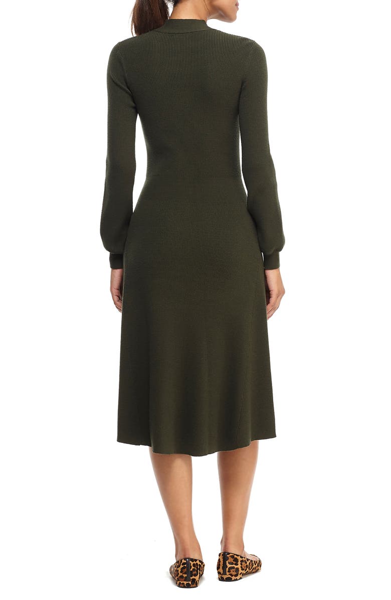 Gal Meets Glam Collection Brianna Tie Neck Long Sleeve Sweater Dress, Alternate, color, 