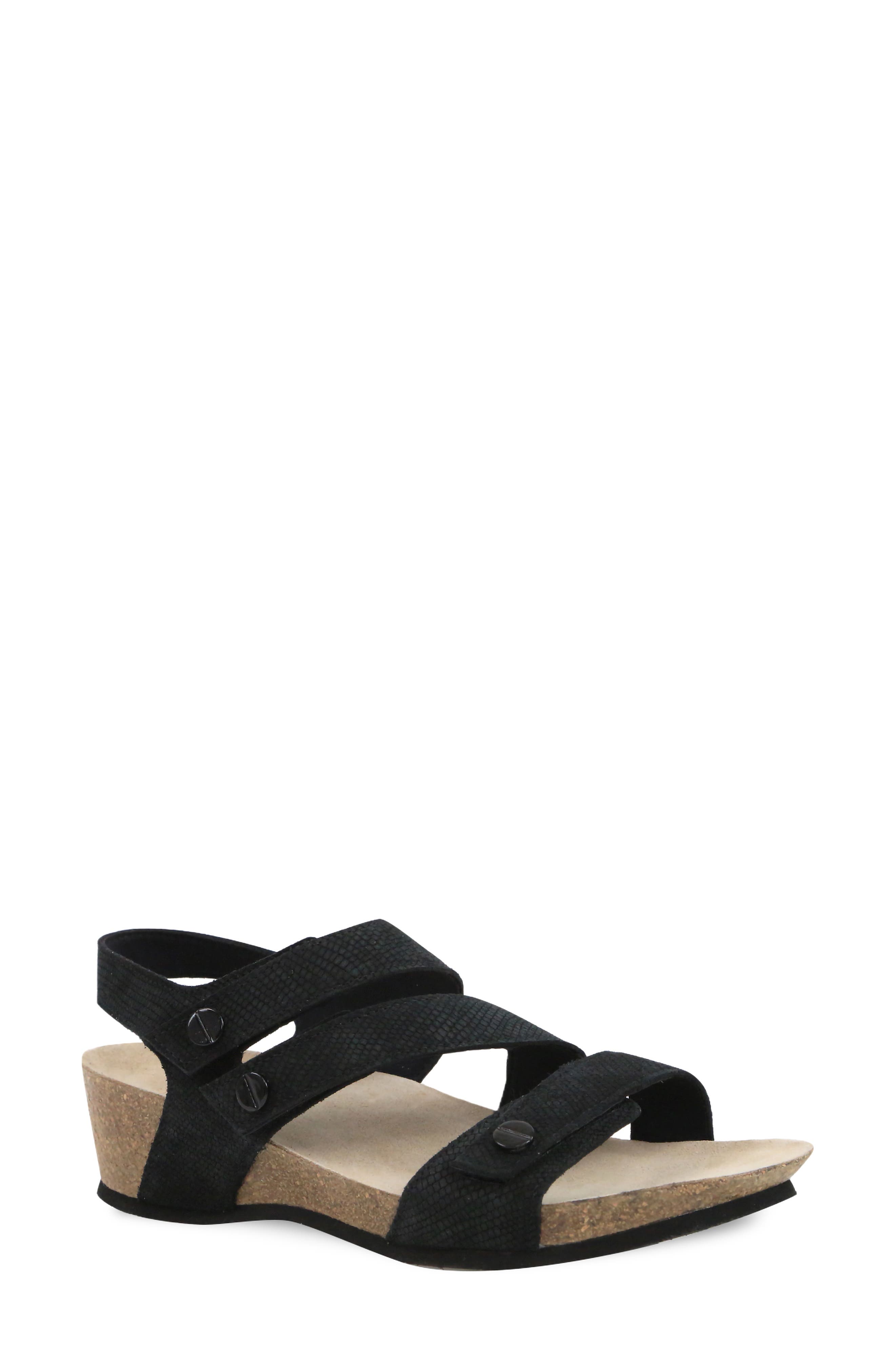 Munro Del Mar Sandal, Main, color, Black Lizard Suede