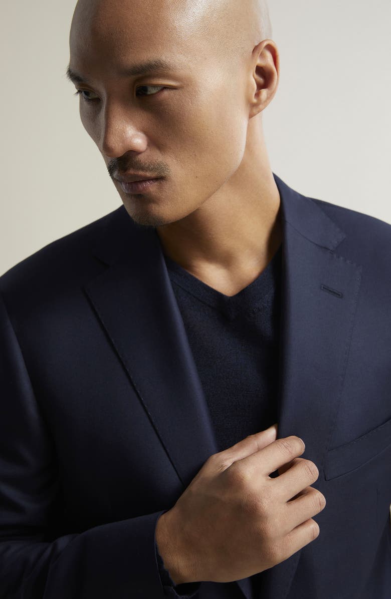 Samuelsohn Ice Wool Serge Suit, Alternate, color, Navy