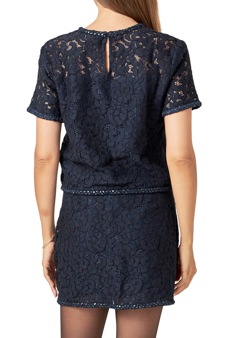 Lace & Sequin Top, Alternate, color, NAVY
