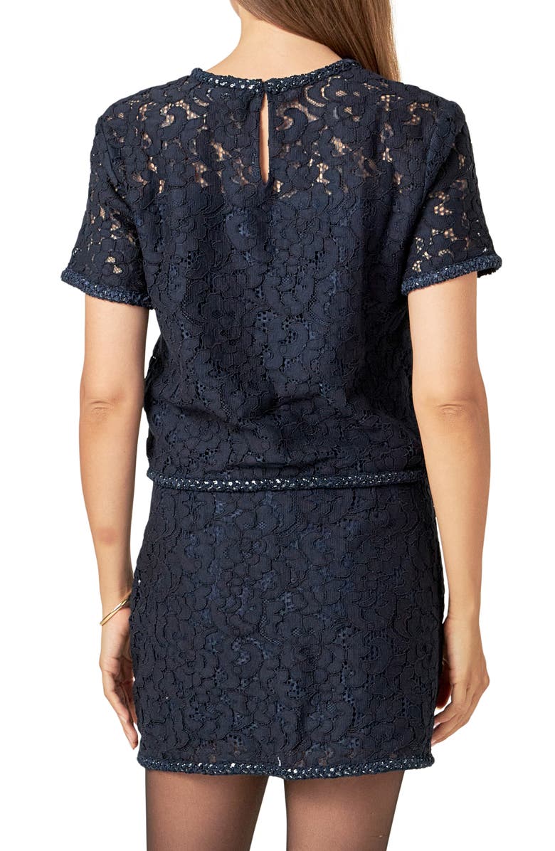 English Factory Lace & Sequin Top, Alternate, color, Navy