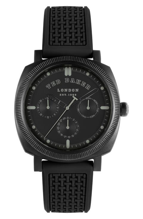 Caine Multifunction Silicone Strap Watch, 44mm