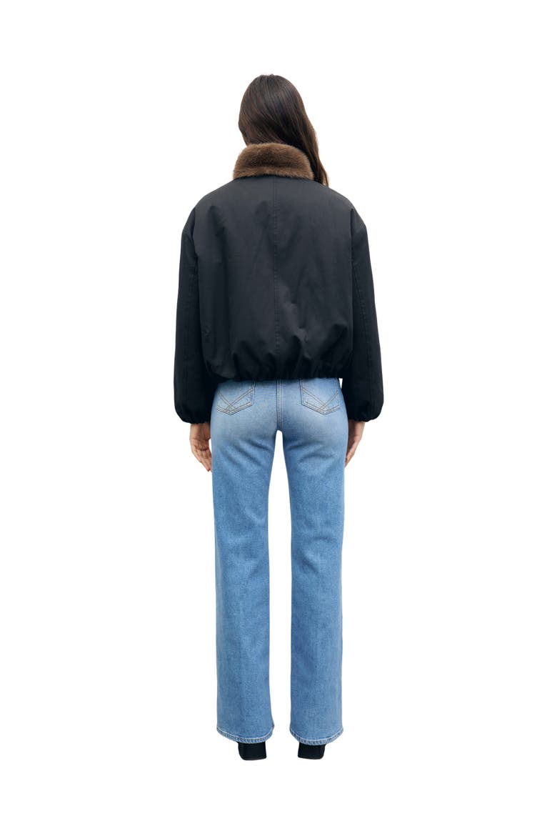 Sculpted Cropped High Neck Bomber Jacket, Alternate, color, Cigar