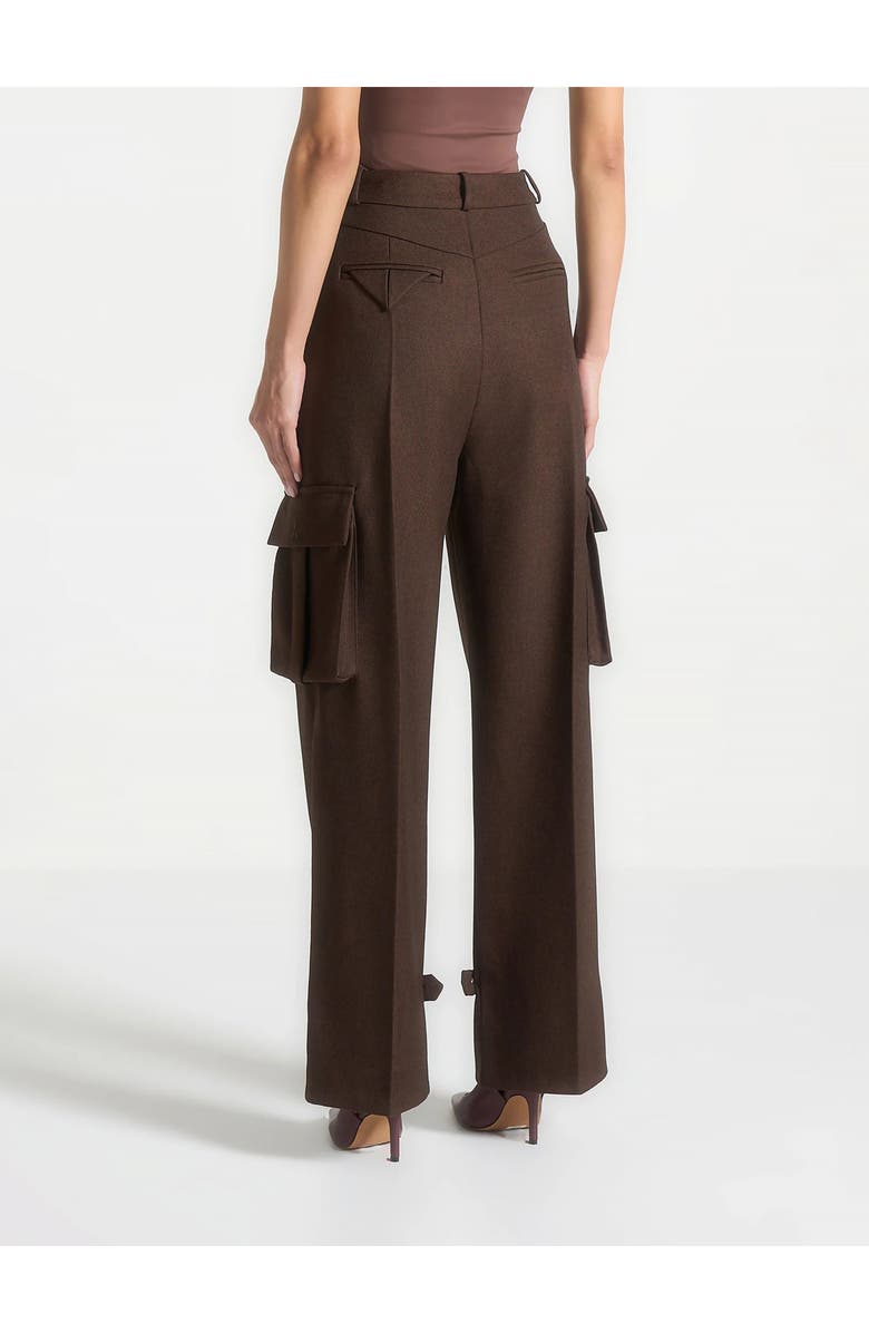 Manière De Voir Danielle Tailored Pleated Cargo Trousers, Alternate, color, Brown