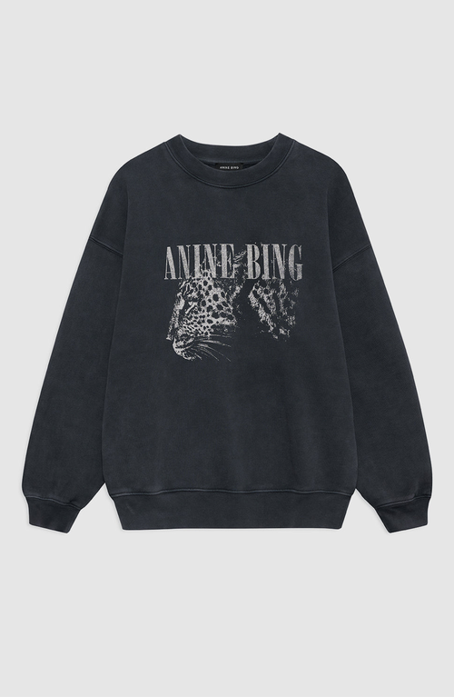 Anine Bing Spencer Leopard-print Sweatshirt In Black